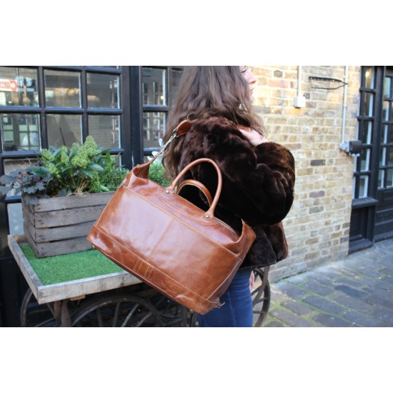 Gertrude Large Tan Leather Holdall 